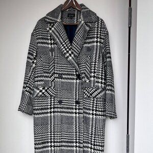 Topshop Houndstooth Tweed Double-Breasted Coat